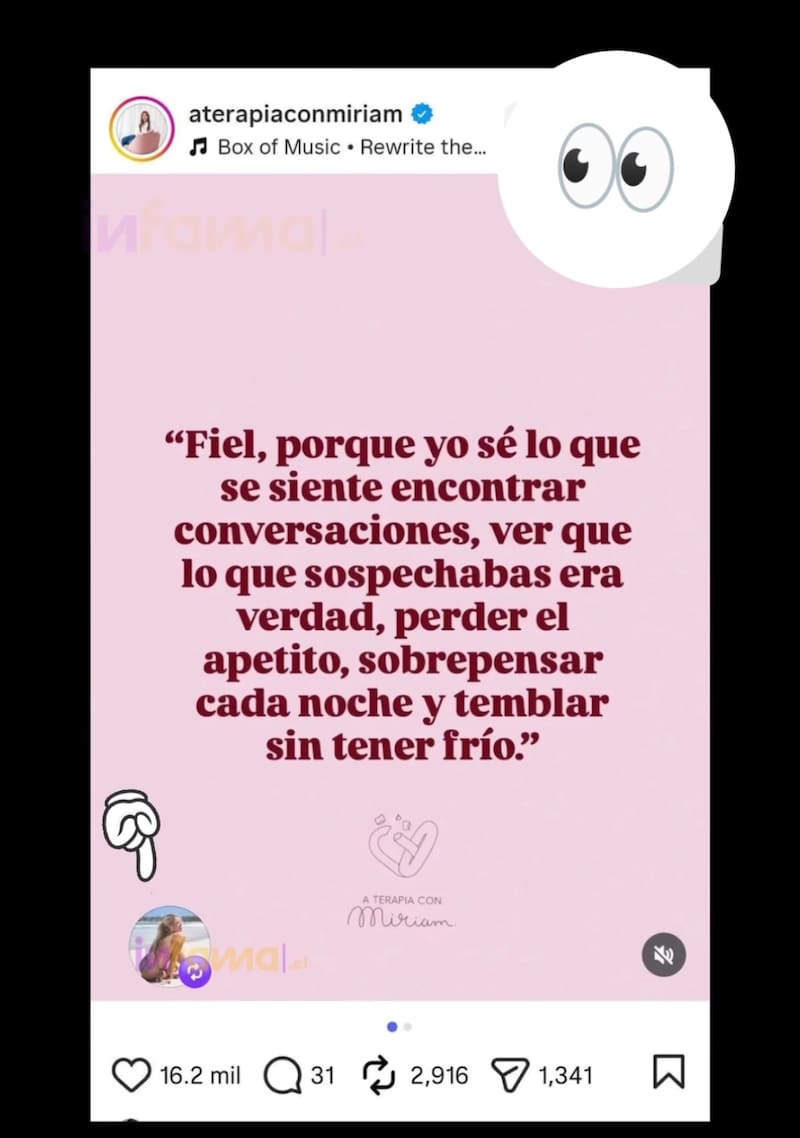 La enigmatica publicación que compartió.