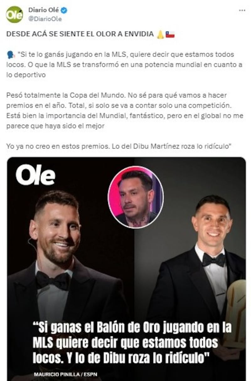 Publicación del Diario Olé contra Mauricio Pinilla