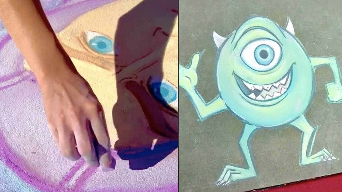 VIDEO: Joven dibuja afuera de los estudios de Pixar esperando que la contraten