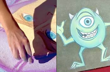 VIDEO: Joven dibuja afuera de los estudios de Pixar esperando que la contraten