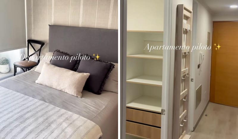 Así es el dormitorio del departamento piloto donde Nicole "Luli" Moreno invirtió.