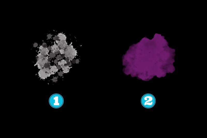 En este test de personalidad hay dos manchas: la primera de color gris, y la segunda de color morado.