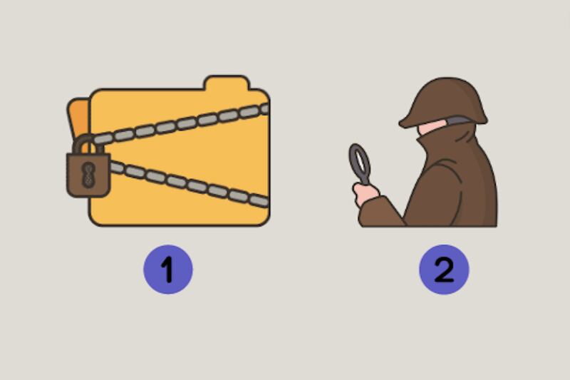 dos opciones: una carpeta con candado y un detective privado.