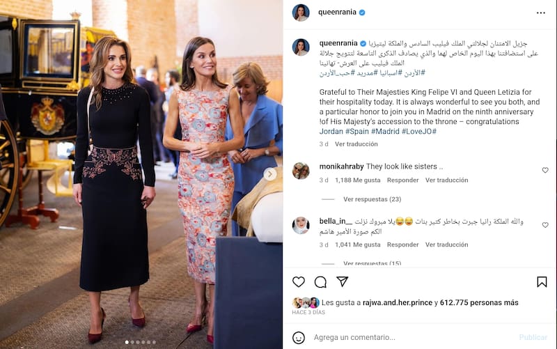 La monarca hachemita agradeció la hospitalidad que recibió en su visita a España.