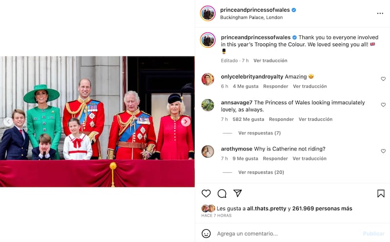 El príncipe y la princesa de Gales compartieron amoroso mensaje tras celebrar el primer Trooping the Colour del rey Carlos III