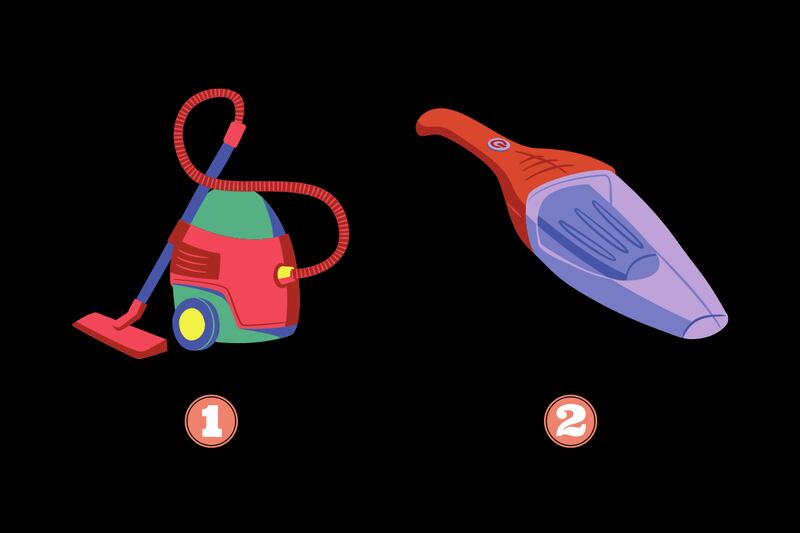 En este test de personalidad hay dos alternativas: una aspiradora antigua y normal, y otra que es pequeña y para utilizar con la mano en espacios pequeños.