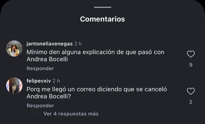 Fanáticos piden explicaciones de cancelación de concierto.
Foto: Instagram