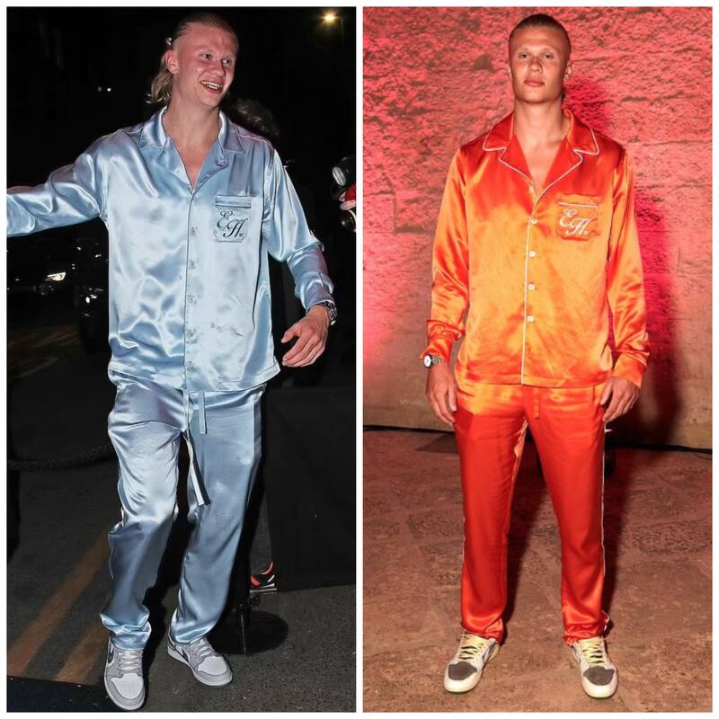 A la izquierda, Haaland con las Jordan 1 x Dior. A la derecha, con las Jordan 1 x Travis Scott