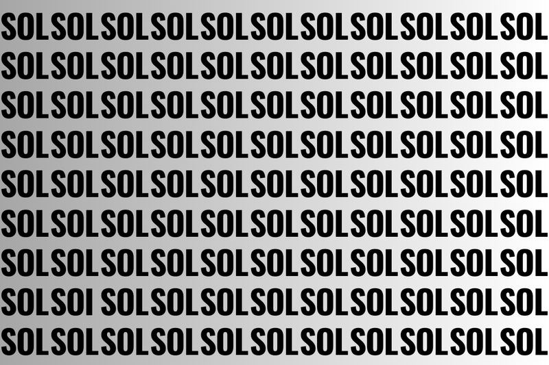 En este test visual está escrita la palabra SOL muchas veces, pero entremedio hay una que dice SOI.