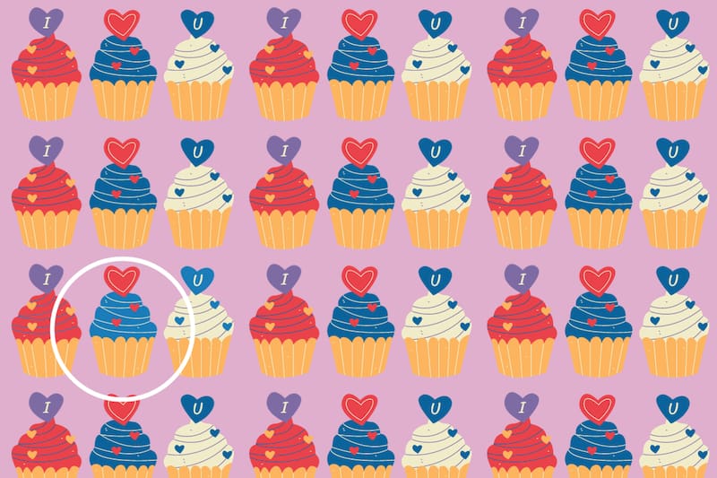 Aquí se encontraba el pastel diferente del test visual.