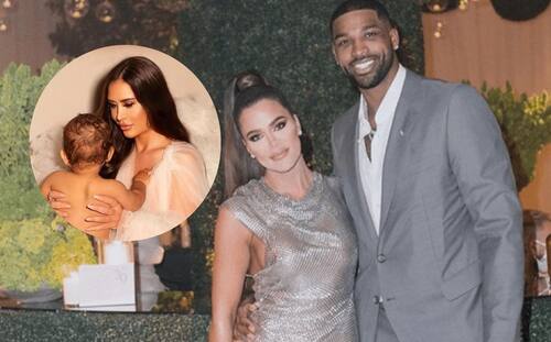 La modelo de fitness reaccionó a la fotografía de Tristan Thompson con su hijo