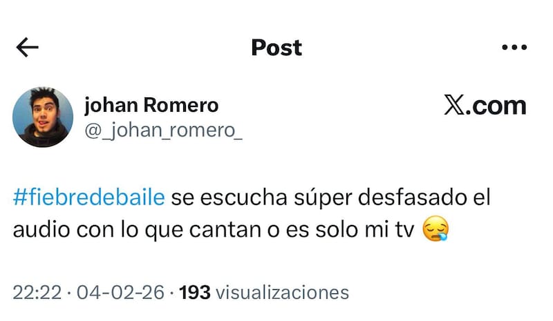Reclamando en la final de Fiebre de Baile.
Foto: X @_johan_romero_