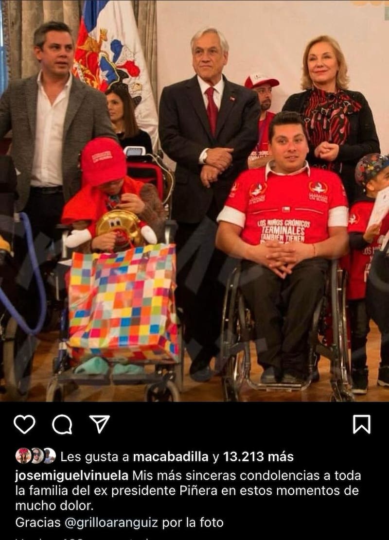 José Miguel Viñuela destaca la labor de Sebastián Piñera.