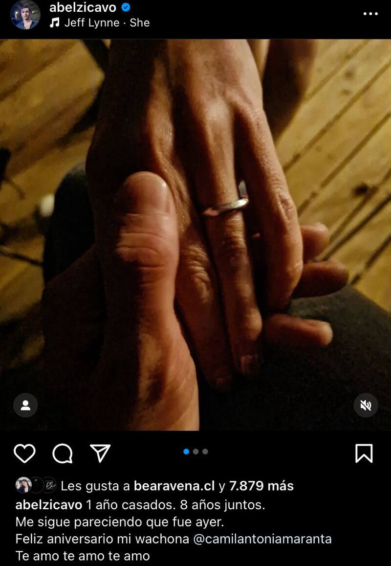 Abel Zicavo celebra su primer aniversario de matrimonio en Instagram.