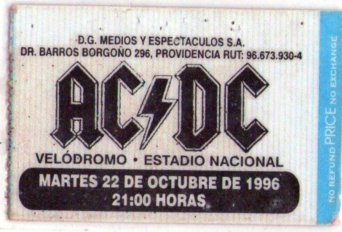 Entrada para el concierto que la banda dio en 1996.