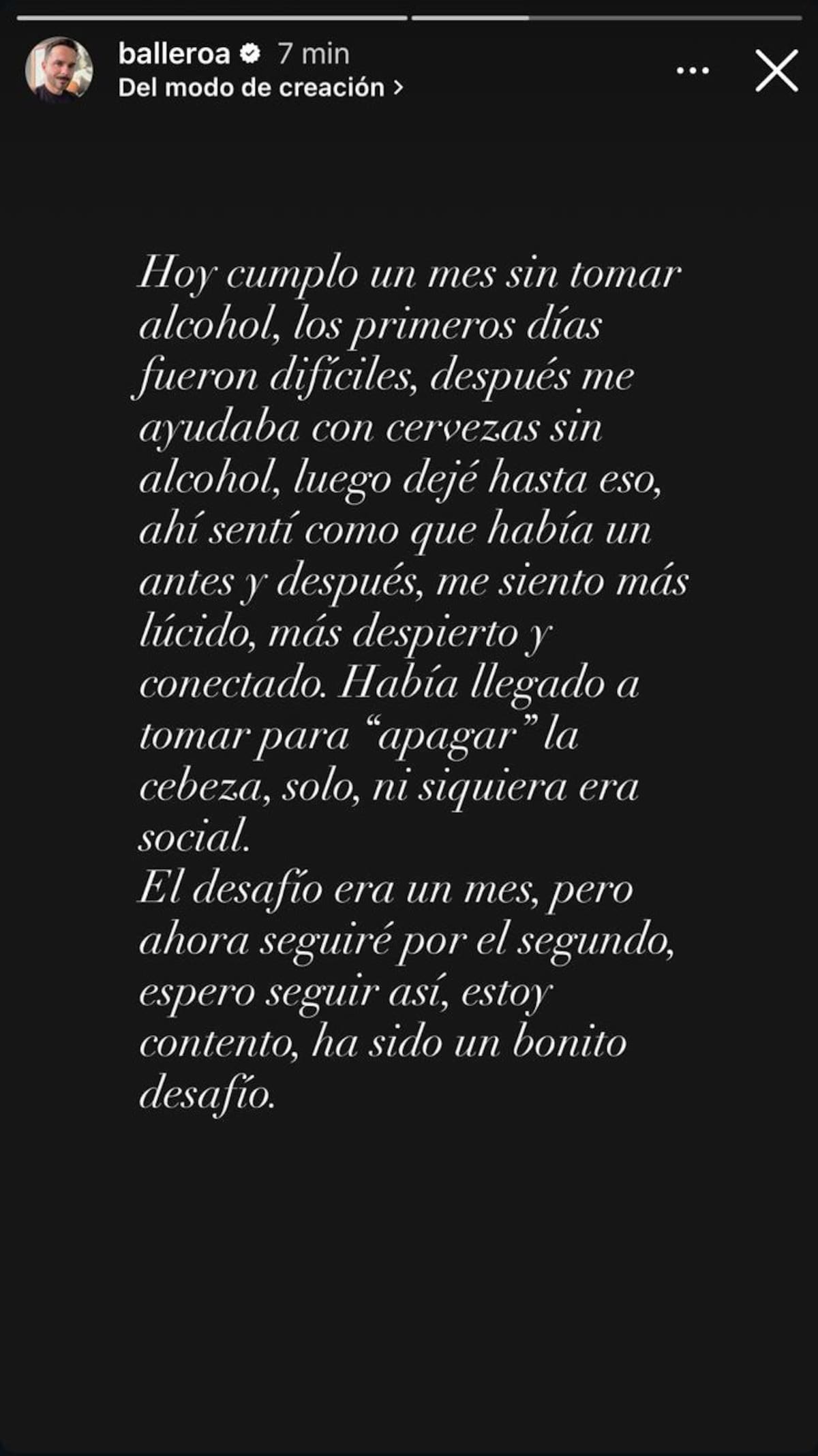 El mensaje que publicó a través de su Instagram.
Foto: Instagram