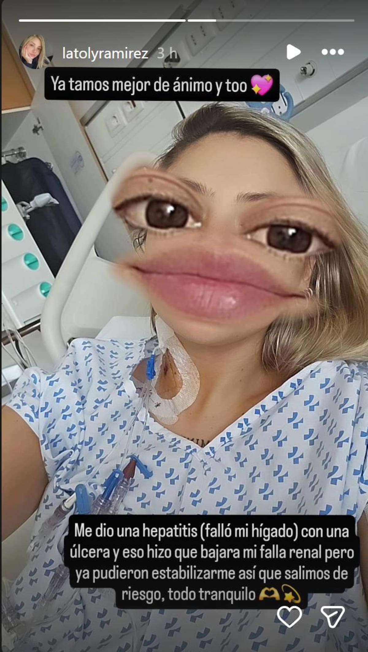 Habla desde su hospitalización. Foto: Instagram.