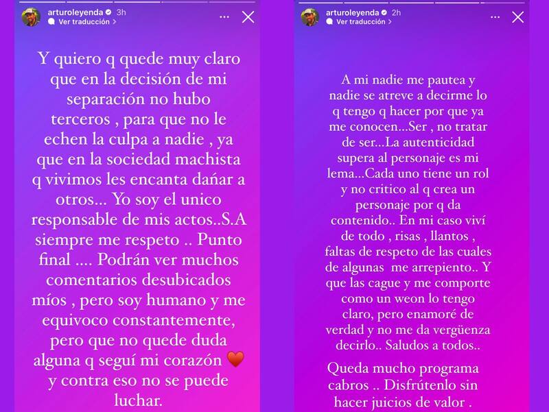 Las declaraciones de Arturo Longton sobre su divorcio. Foto: Instagram.