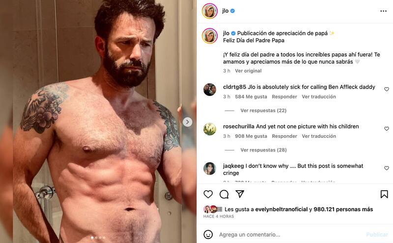 Jennifer Lopez felicitó a su esposo por el Día del Padre