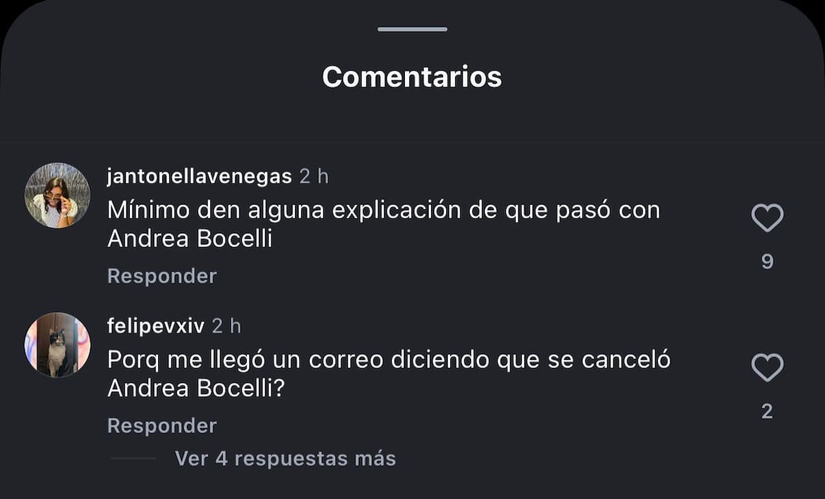Fanáticos piden explicaciones de cancelación de concierto.
Foto: Instagram