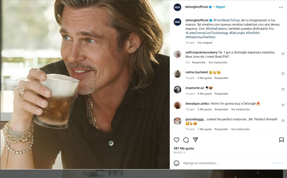 El actor es embajador mundial de un marca de cafeteras.