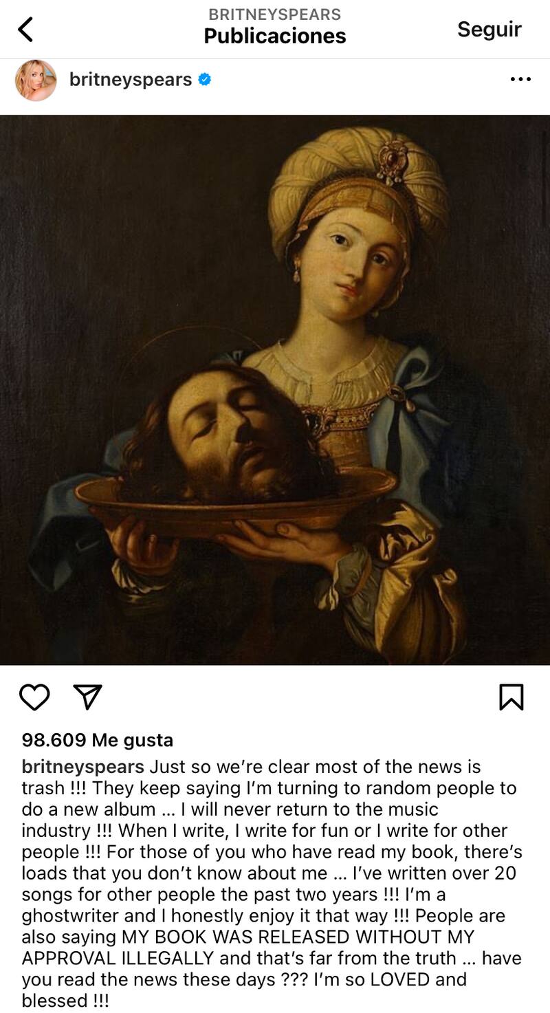 Britney Spears reveló que no retomará la música.