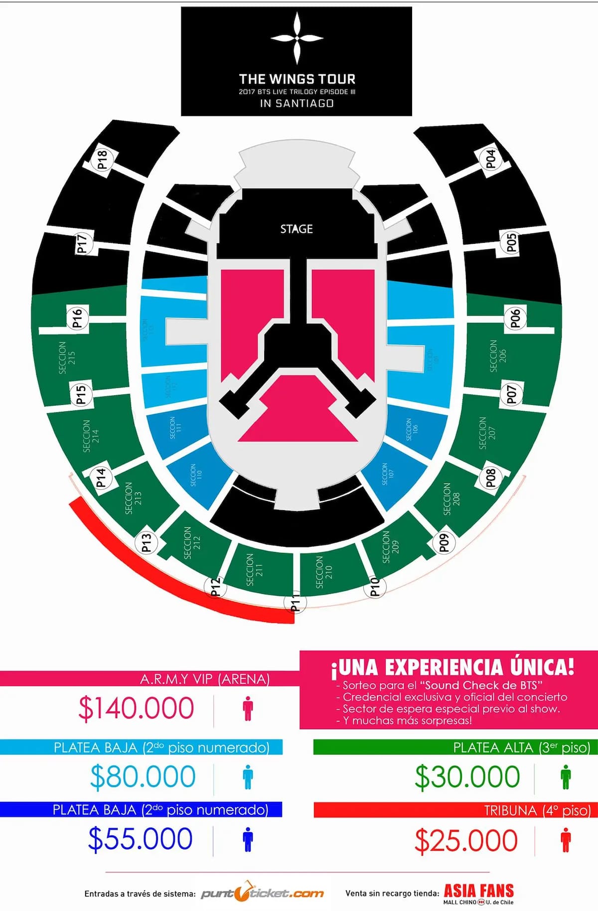 Ubicaciones y valores de las entradas para el último show de los surcoreanos en nuestro país.