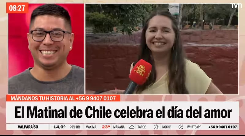 Momento en el que el director le propone matrimonio a su pareja en el matinal Buenos Días a Todos. - Créditos: Captura de Pantalla Instagram