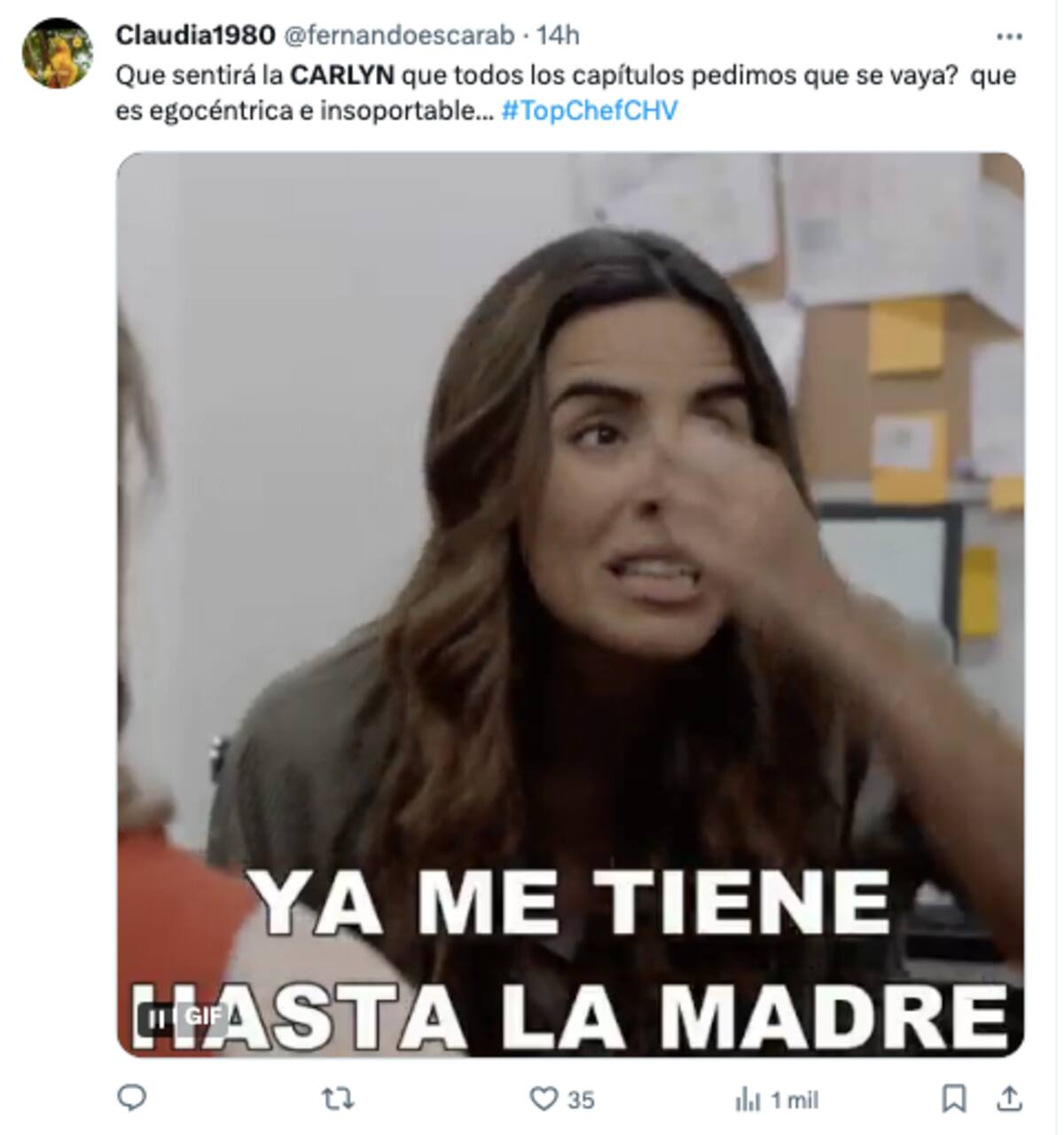 Algunos internautas quieren que Carlyn Romero abandone "Top Chef VIP".