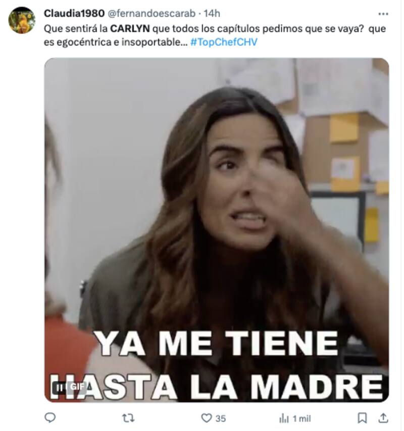 Algunos internautas quieren que Carlyn Romero abandone "Top Chef VIP".