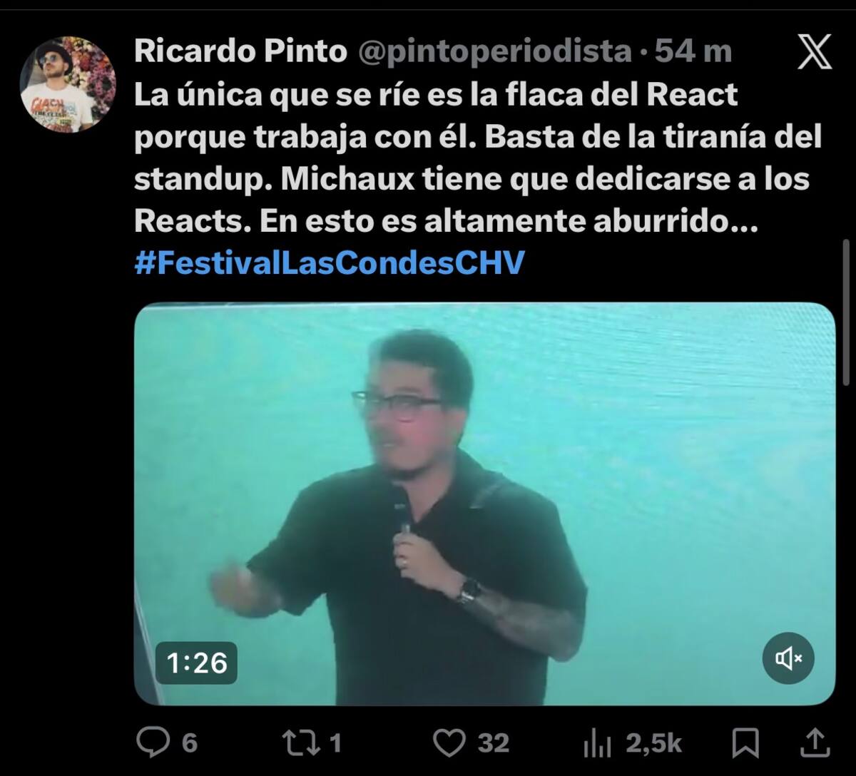 Las reacciones del show del comediante.