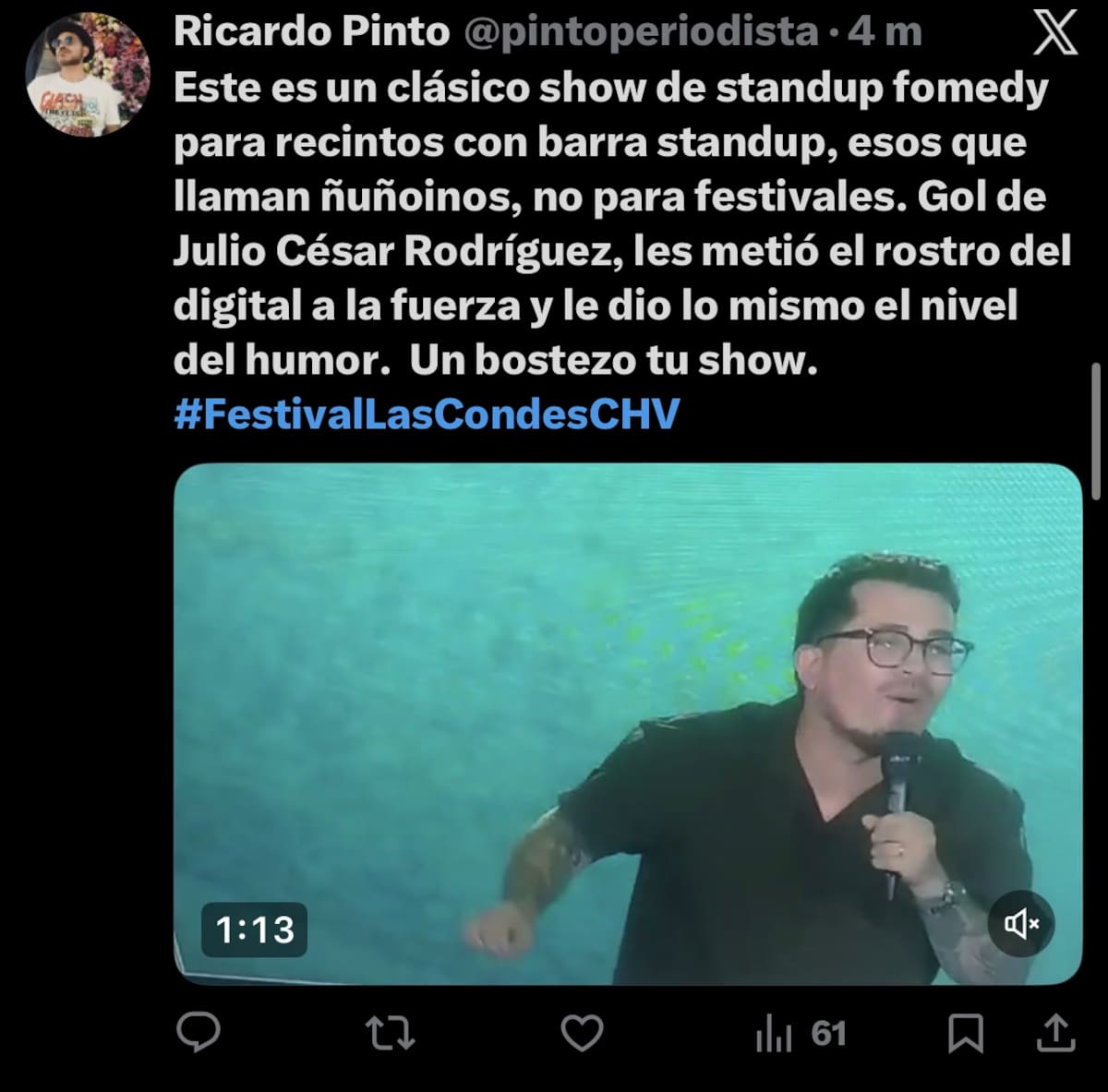 Las reacciones del show del comediante.
