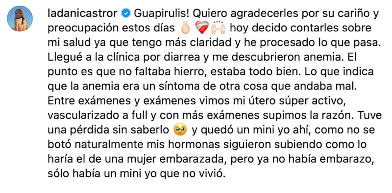 La cocinera reveló que tuvo una pérdida de embarazo.