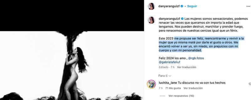 Este es el posteo que subió Daniela Aránguiz a su cuenta de Instagram. Foto: Instagram: Daniela Aránguiz.