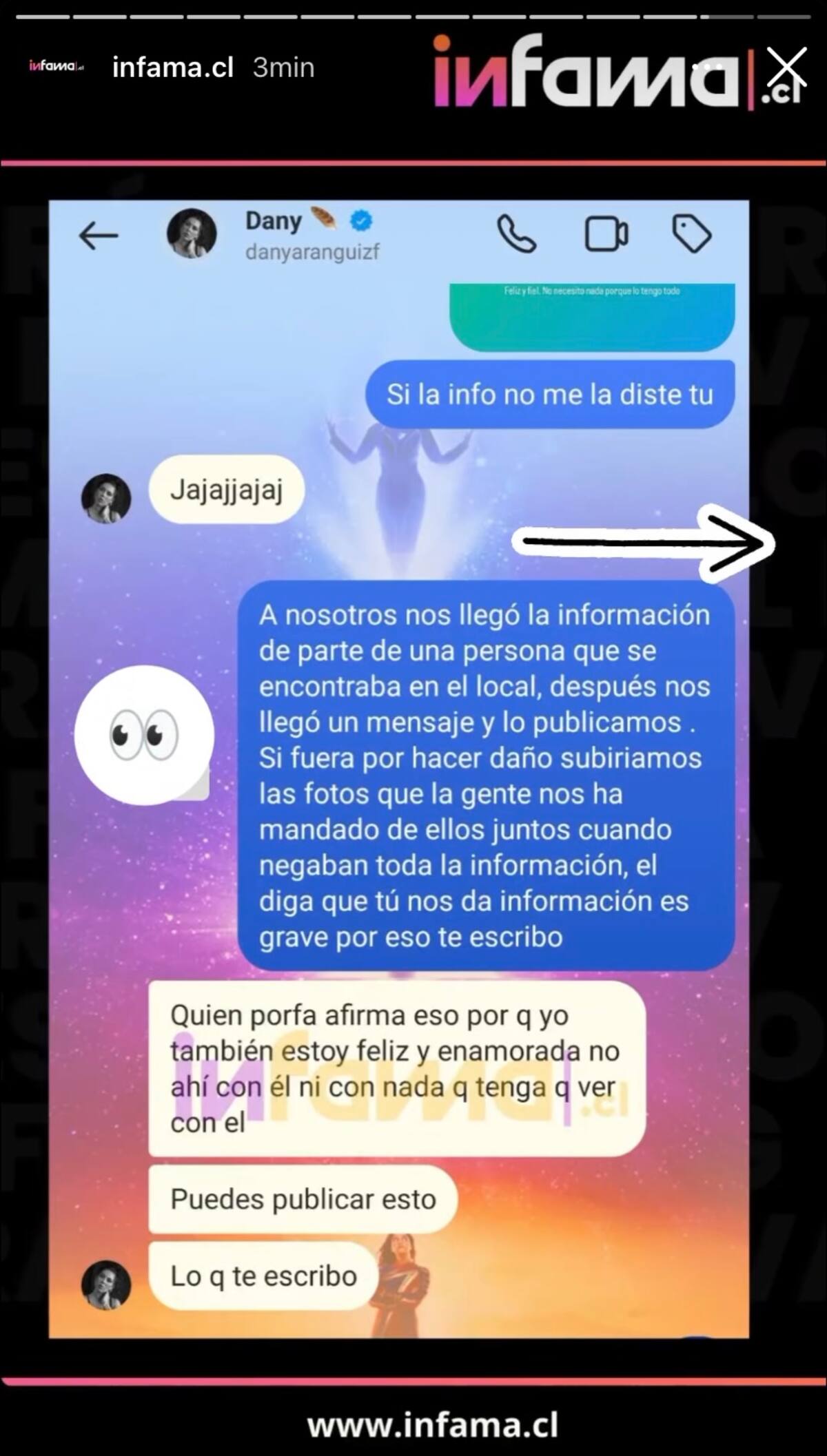 La respuesta de Daniela Aránguiz para Jorge Valdivia.