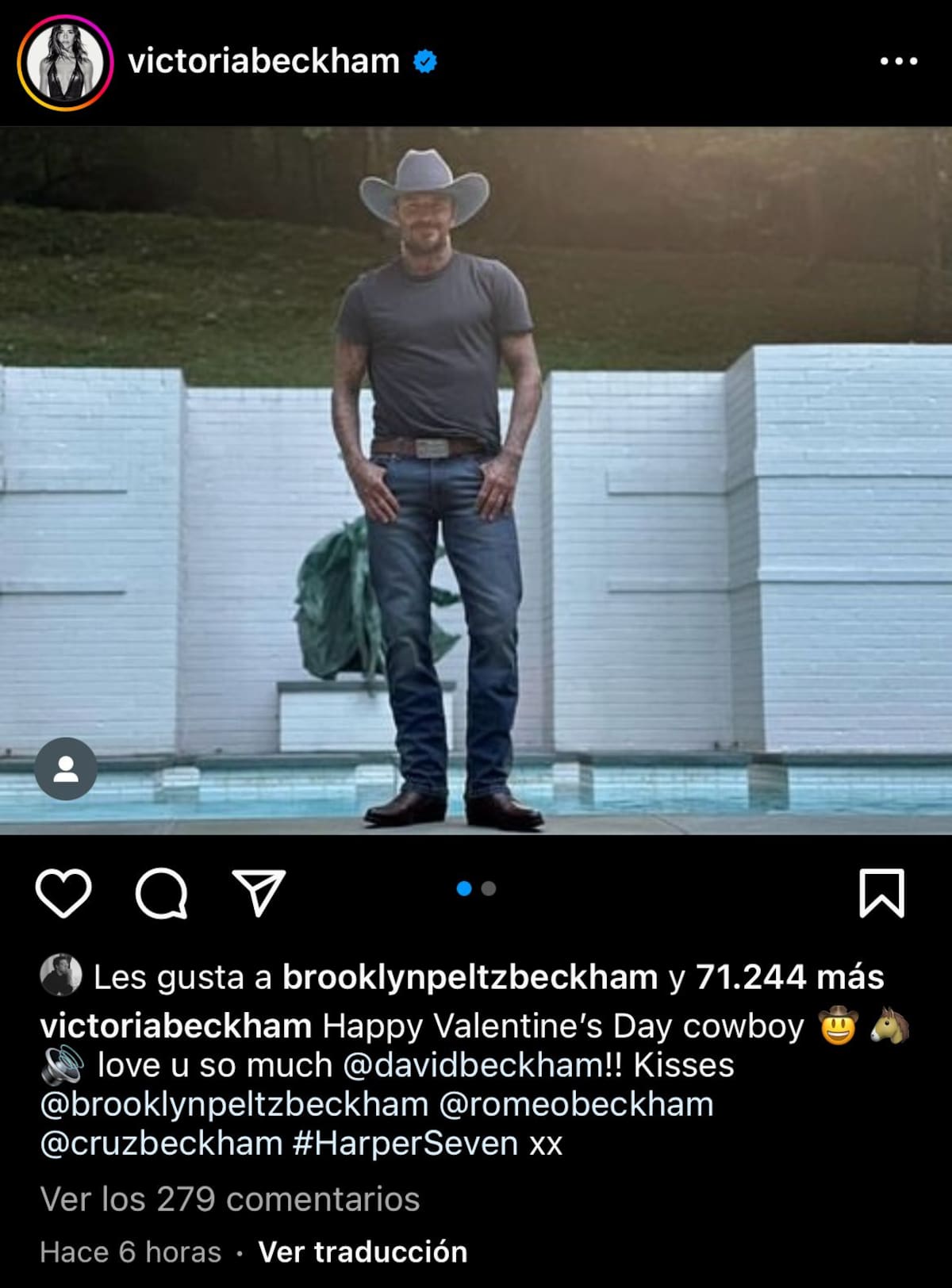 fue saludado por su esposa por el día de San Valentín.