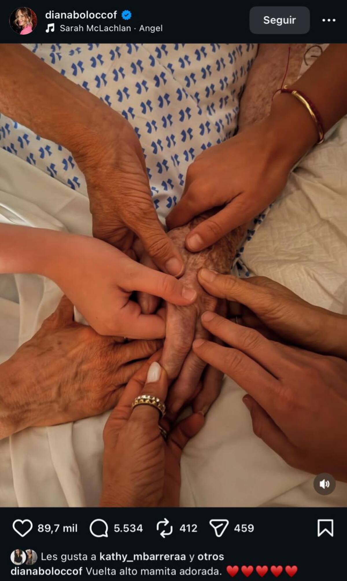 Publicación sobre el difícil momento para la familia Bolocco.
Foto: Instagram @dianaboloccof