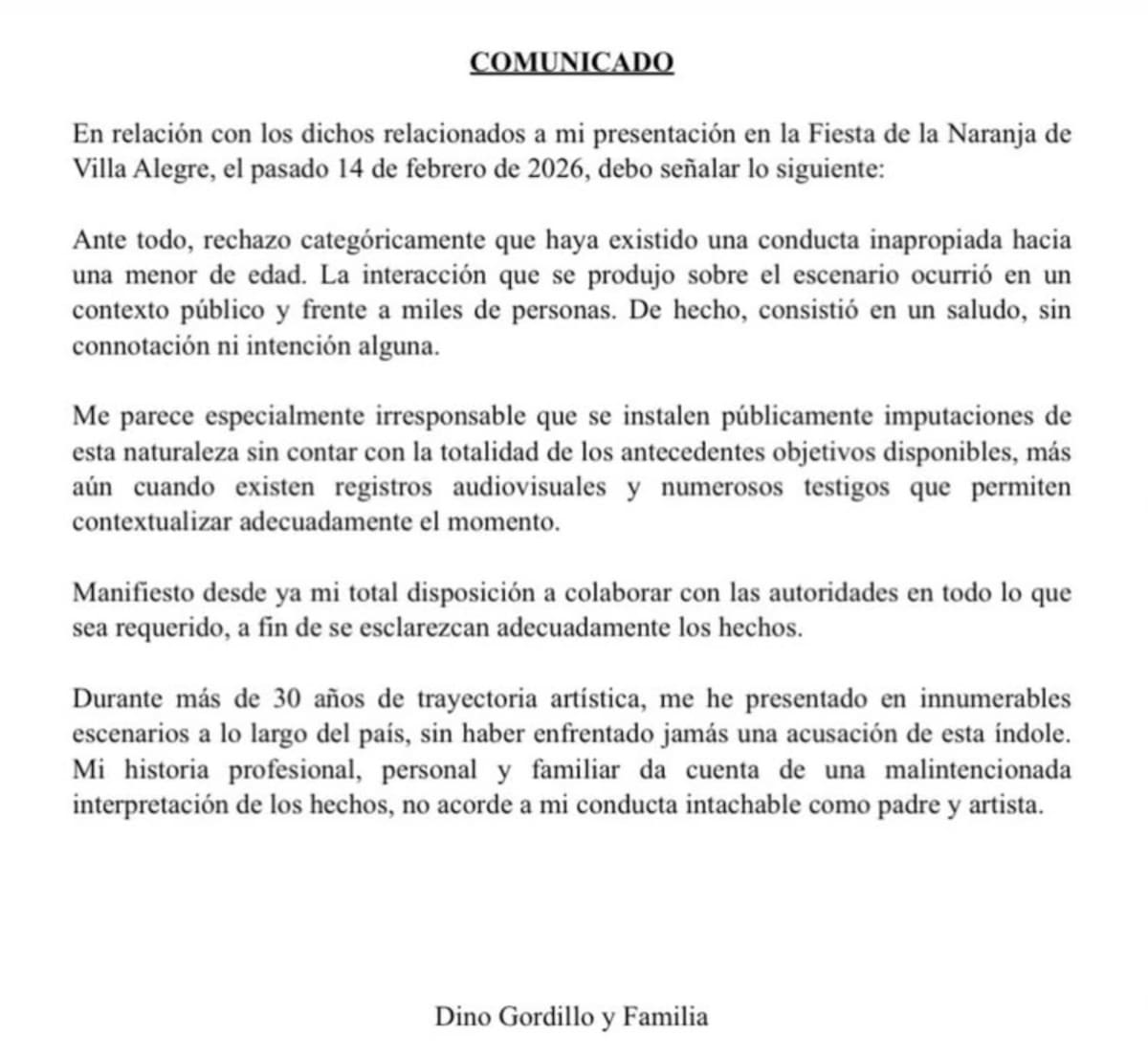 El comediante sale al paso y entrega su versión tras confuso hecho en festival.