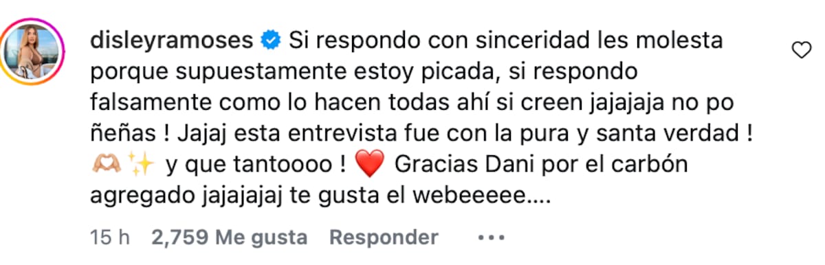 La modelo respondió a las críticas.