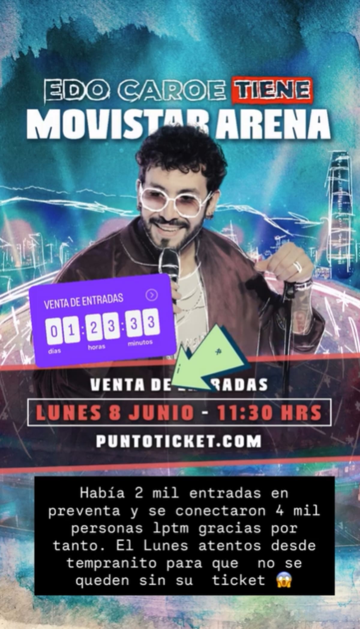 Tiene dos shows programados en el Movistar Arena. Foto: @edocaroemago