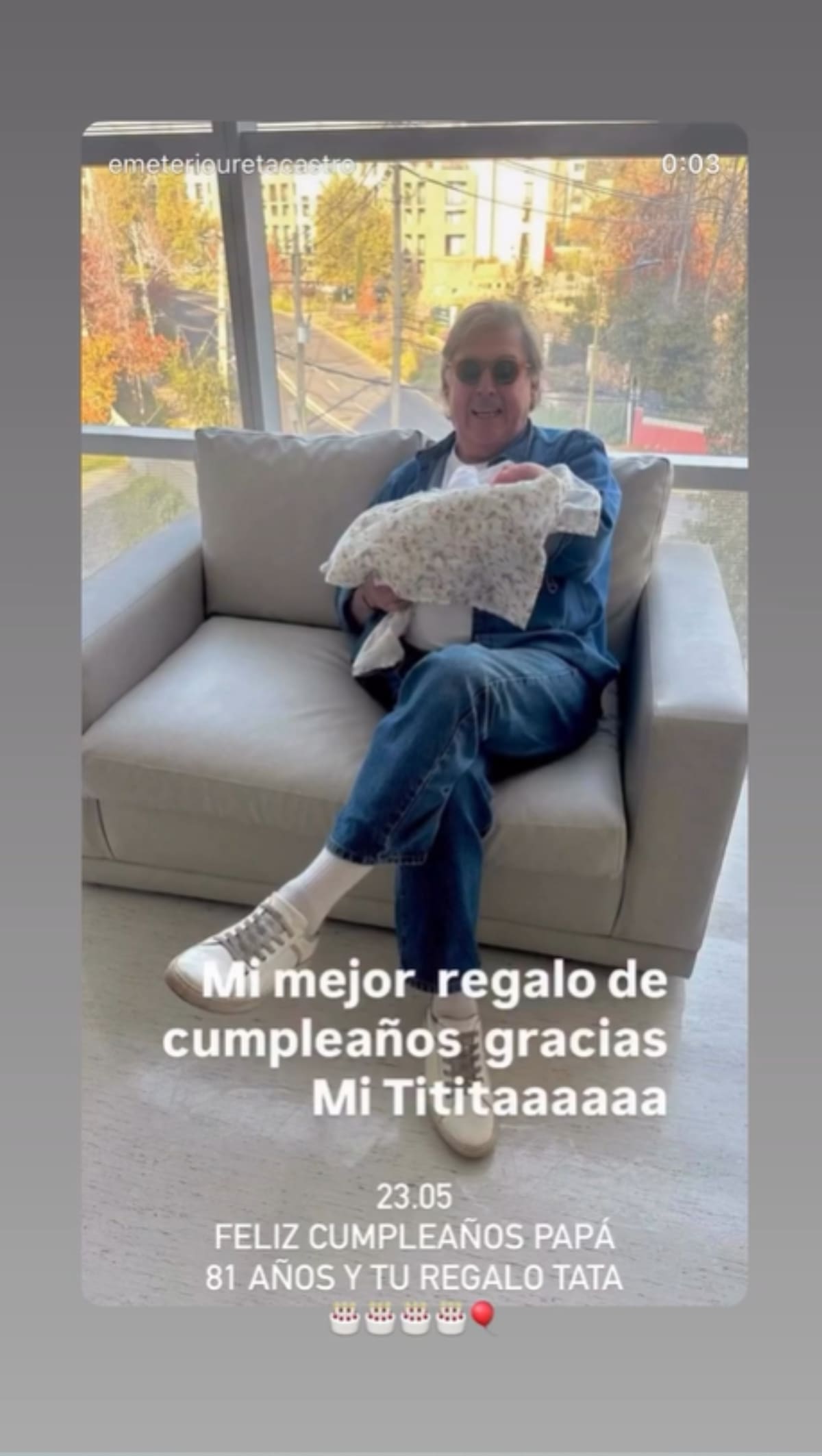 Celebra la llegada de su nieta. Foto: Instagram.