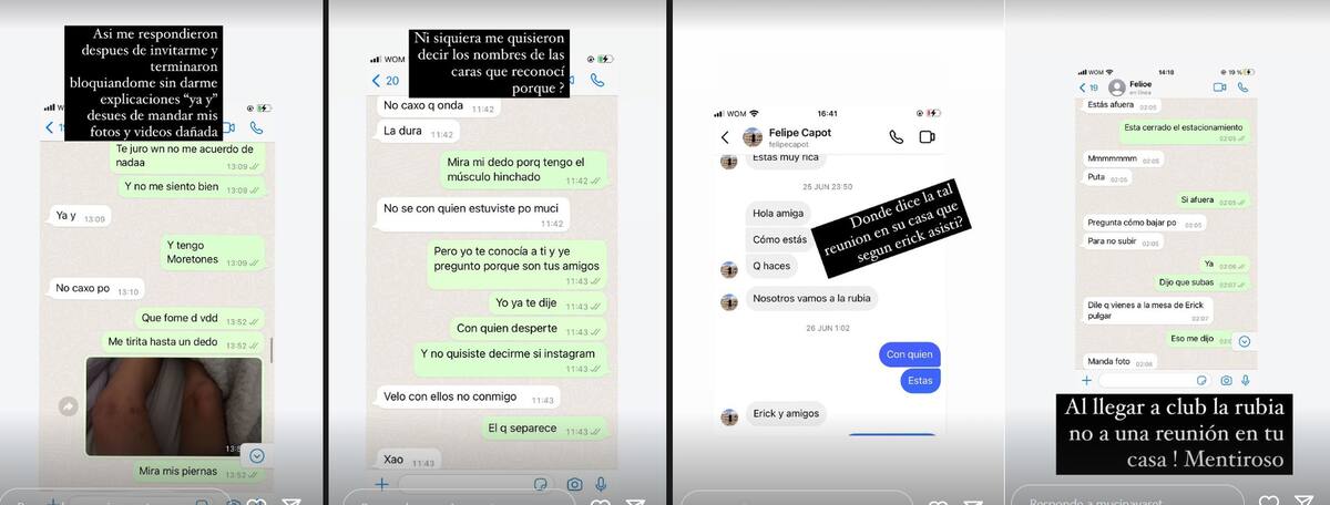 Pantallazos de denuncias contra Erick Pulgar.