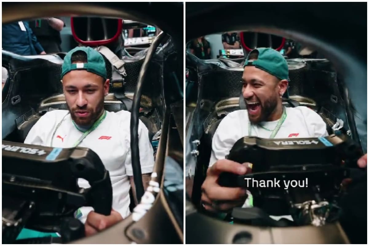 Neymar disfrutó como un niño en el monoplaza de Lewis Hamilton