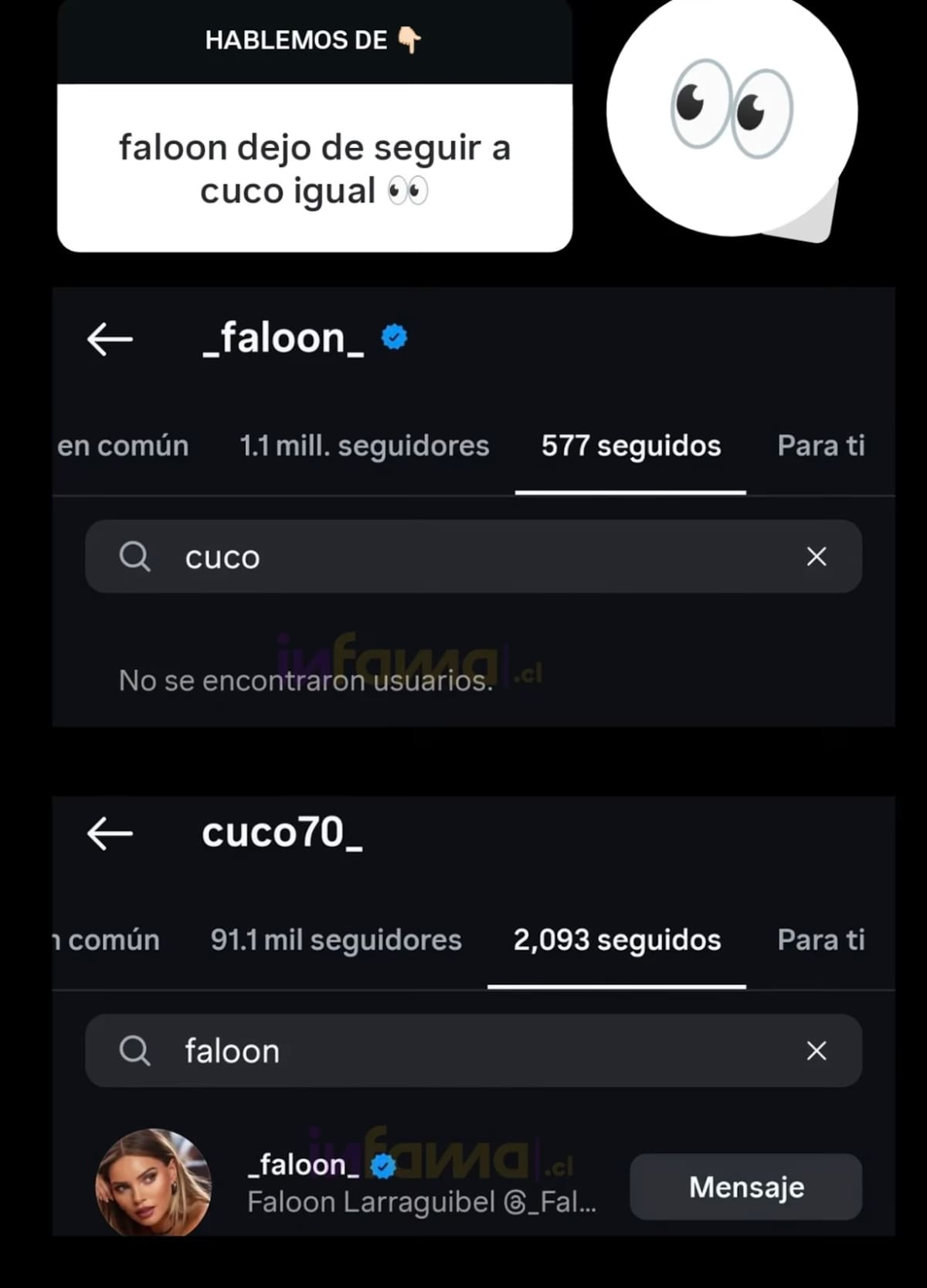 La rubia dejó de seguir al pololo de Daniela Aránguiz.
