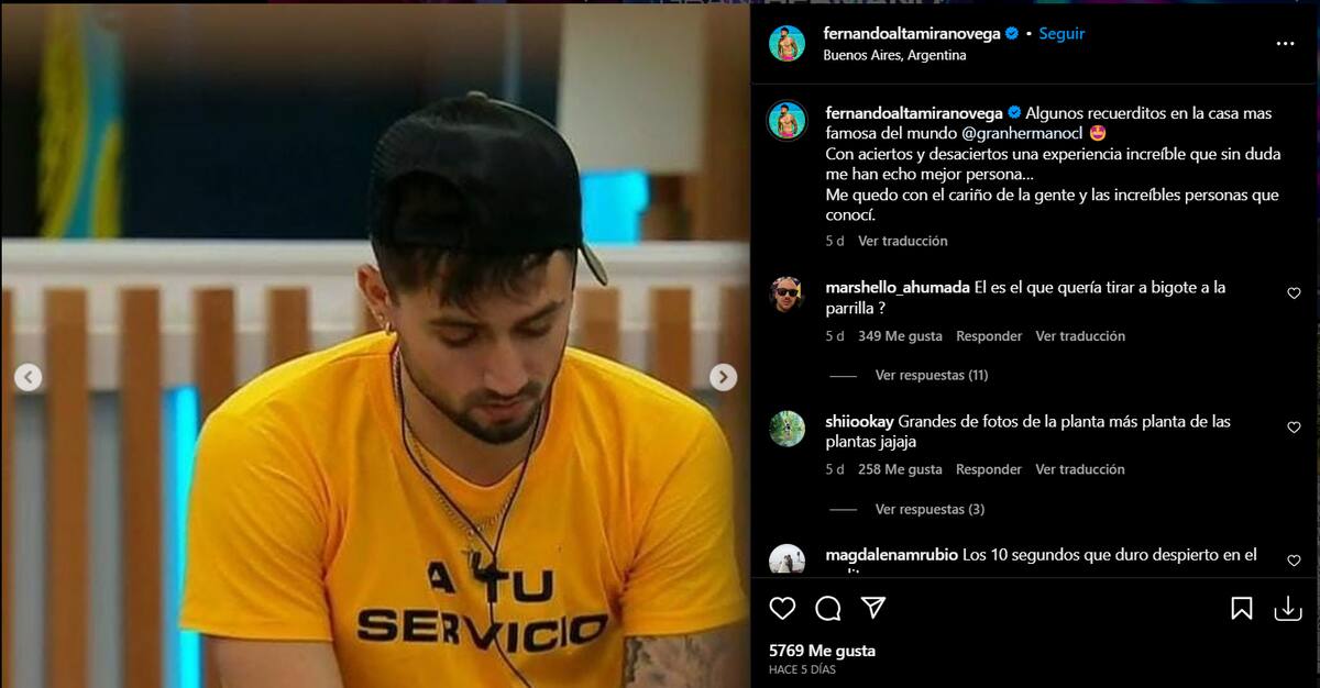 Fernando Altamirano, "Bambino", en Instagram.