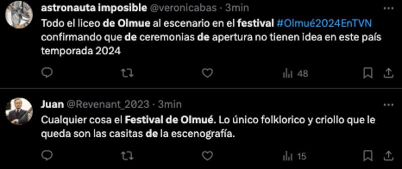 Críticas que se hicieron en X por la apertura del Festival del Huaso de Olmué 2024.
