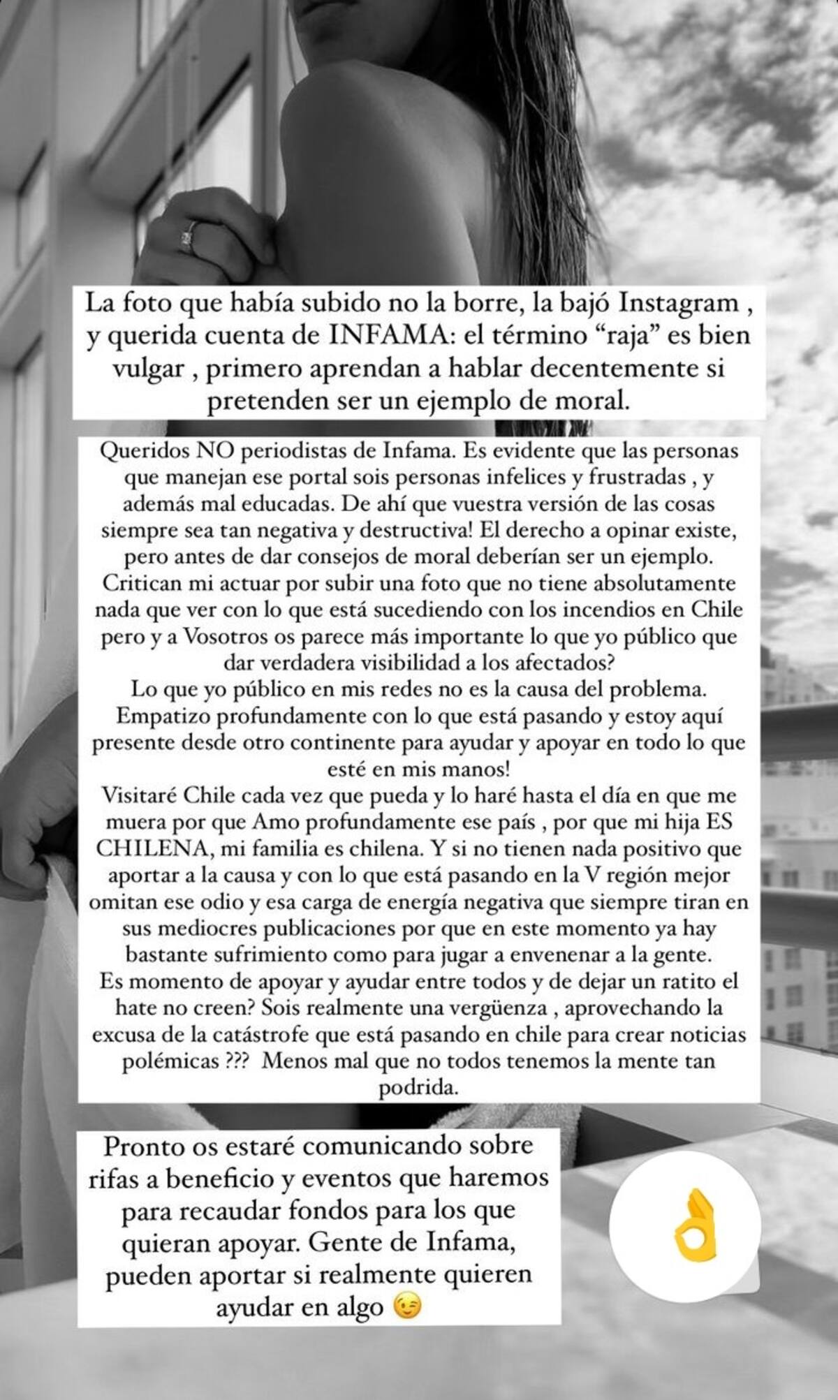Gala Caldirola se defendió en sus redes sociales. Créditos: Instagram