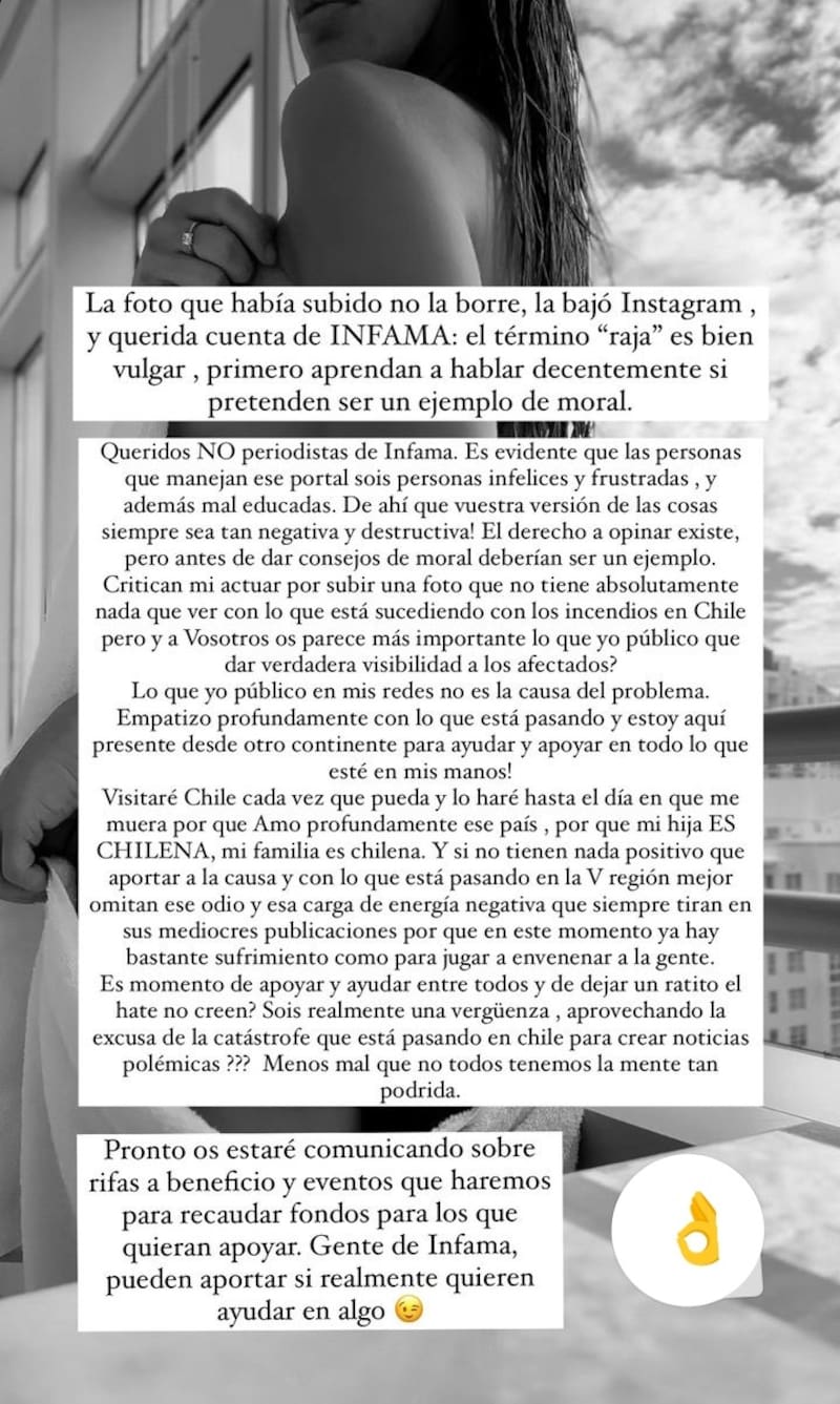 Gala Caldirola se defendió en sus redes sociales. Créditos: Instagram