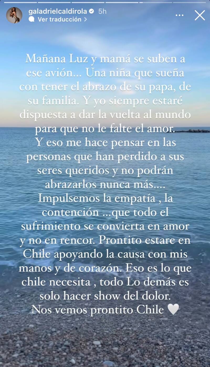 En medio de su polémica, Gala Caldirola anunció su regreso a Chile.
