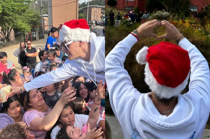 Hans Valdés haciendo felices a los niños, niñas y adolescentes de Constitución